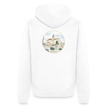Cadaqués Aquarell - Unisex Premium Bio Zip Hoodie - Weiß - Hinten - Thijin (182cm)