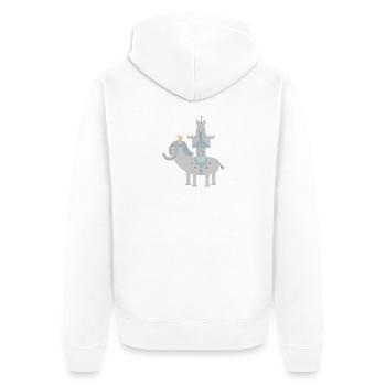 Elefant und Schloss l no text - Unisex Premium Bio Zip Hoodie - Weiß - Hinten - Thijin (182cm)