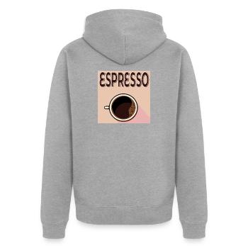 Espresso Café - Unisex Premium Bio Zip Hoodie - Grau meliert - Hinten - Nico (187cm)