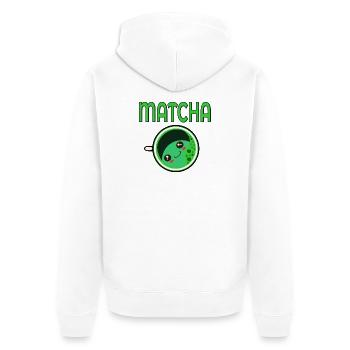KAWAII MATCHA GRÜNER TEE - Unisex Premium Bio Zip Hoodie - Weiß - Hinten - Thijin (182cm)