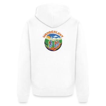 Wanderlust - Enjoy Hiking Nature & Adventure - Unisex Premium Organic Zip Hoodie - white - Back - Thijin (182cm)