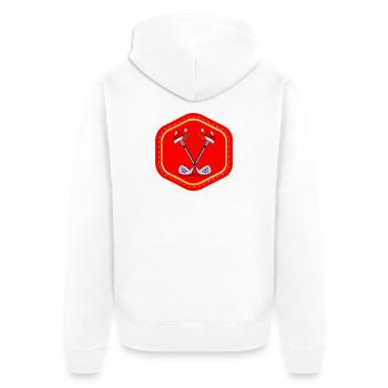 WEIHNACHTEN GOLFSPIELEN - Unisex Premium Bio Zip Hoodie - Weiß - Hinten - Thijin (182cm)