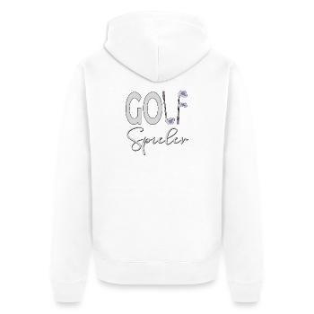 GOLFSPIELER GOLFSCHLÄGER - Unisex Premium Bio Zip Hoodie - Weiß - Hinten - Thijin (182cm)