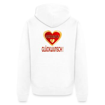 GLÜCKWUNSCH ERZIEHERIN HERZ - Unisex Premium Bio Zip Hoodie - Weiß - Hinten - Thijin (182cm)