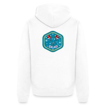 WEIHNACHTSFEIER GOLFPLÄTZE GOLFSPIELEN - Unisex Premium Bio Zip Hoodie - Weiß - Hinten - Thijin (182cm)