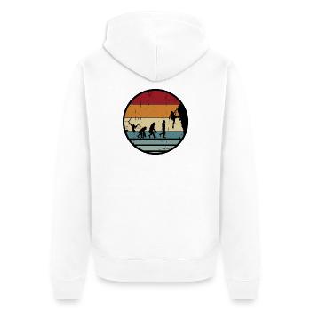 Evolution Climber Retro Kreis - Unisex Premium Bio Zip Hoodie - Weiß - Hinten - Thijin (182cm)