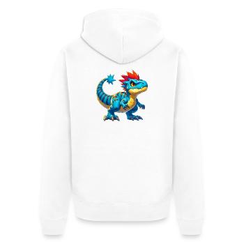Dinosaurier - Unisex Premium Bio Zip Hoodie - Weiß - Hinten - Thijin (182cm)