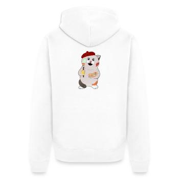 süße mollige Katze mit Pinsel und Palette - Unisex Premium Bio Zip Hoodie - Weiß - Hinten - Thijin (182cm)