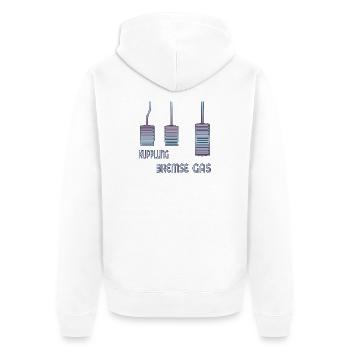 KUPPLUNG BREMSE GAS PEDALE - Unisex Premium Bio Zip Hoodie - Weiß - Hinten - Thijin (182cm)