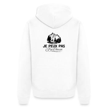 Ich kann nicht, ich habe gejagt - Passion chasseur - Unisex Premium Bio Zip Hoodie - Weiß - Hinten - Thijin (182cm)