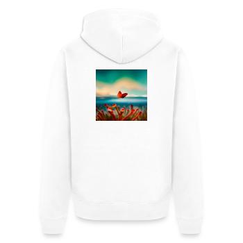 Korallen-Schmetterling - Unisex Premium Bio Zip Hoodie - Weiß - Hinten - Thijin (182cm)