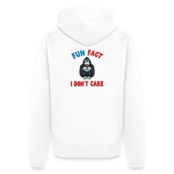 Funny Gorilla Fun Fact I don't Care - Unisex Premium Organic Zip Hoodie - white - Back - Thijin (182cm)