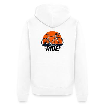 Sunset Fahrradabenteuer Just Ride - Unisex Premium Bio Zip Hoodie - Weiß - Hinten - Thijin (182cm)