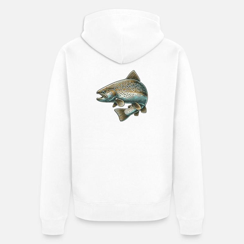 Lachs - Unisex Premium Bio Zip Hoodie - Weiß