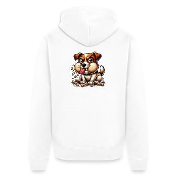 Jack Russell Terrier Leckerlie Design - Unisex Premium Bio Zip Hoodie - Weiß - Hinten - Thijin (182cm)