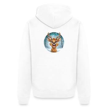 Festive reindeer, snowy winter landscape - Unisex Premium Organic Zip Hoodie - white - Back - Thijin (182cm)