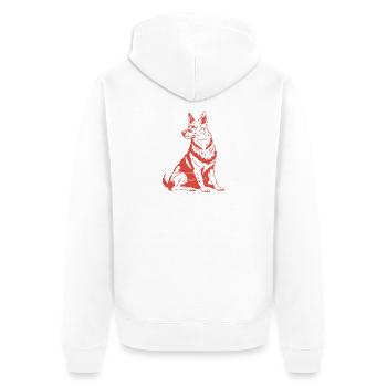 Treuer Begleiter – Detaillierte Hundegrafik - Unisex Premium Bio Zip Hoodie - Weiß - Hinten - Thijin (182cm)