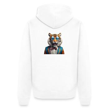 Tigre vibrant avec lunettes et costume rétro - Veste à capuche bio Premium Unisexe - blanc - Dos - Thijin (182cm)