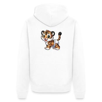 Baby Tiger mit Windel - Unisex Premium Bio Zip Hoodie - Weiß - Hinten - Thijin (182cm)