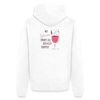Wein Geschenk |Wein Spruch | Wer Wein verdient ... - Unisex Premium Bio Zip Hoodie - Weiß - Hinten - Thijin (182cm)