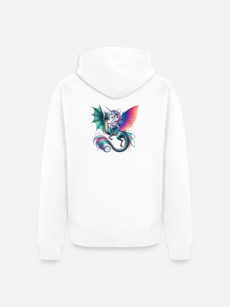Regenbogen Drachen EInhorn Fusion - Unisex Premium Bio Zip Hoodie - Weiß