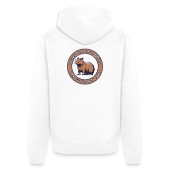 Le plus grand rongeur du monde, les plus grandes vibrations du monde - Veste à capuche bio Premium Unisexe - blanc - Dos - Thijin (182cm)