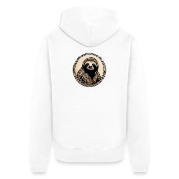 niedliches Faultier chillen schlafen langsam teeni - Unisex Premium Bio Zip Hoodie - Weiß - Hinten - Thijin (182cm)