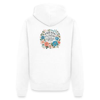 Friends are the flowers in the garden of life - Unisex Premium Organic Zip Hoodie - white - Back - Thijin (182cm)