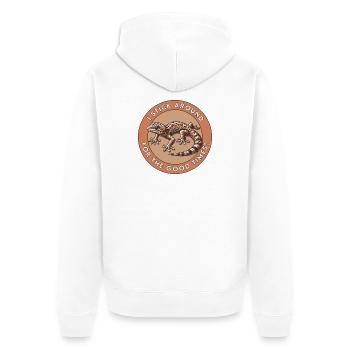 I Stick Around for the Good Times - Unisex Premium Organic Zip Hoodie - white - Back - Thijin (182cm)