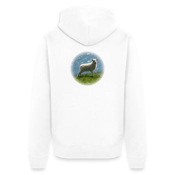 Junges Island Schaf auf Wiese - Unisex Premium Bio Zip Hoodie - Weiß - Hinten - Thijin (182cm)
