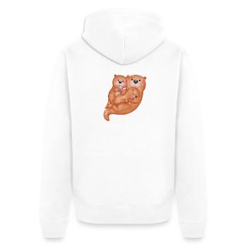 Famille de loutres mignonnes - Veste à capuche bio Premium Unisexe - blanc - Dos - Thijin (182cm)