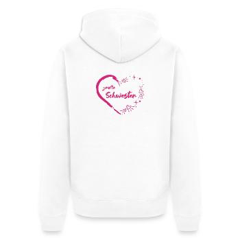 große Schwester rosa pink Herz - Unisex Premium Bio Zip Hoodie - Weiß - Hinten - Thijin (182cm)