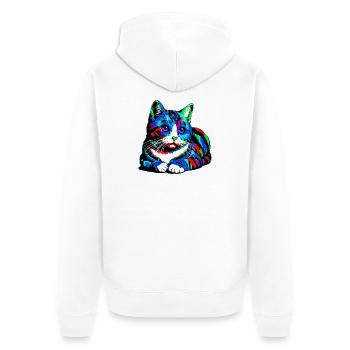 Cat - Unisex Premium Organic Zip Hoodie - white - Back - Thijin (182cm)
