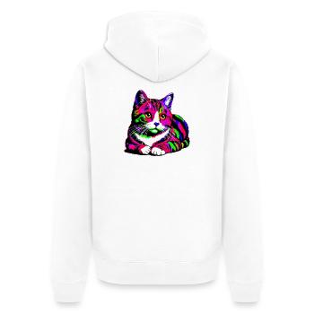 Cat - Unisex Premium Organic Zip Hoodie - white - Back - Thijin (182cm)