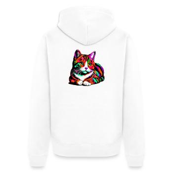 Cat - Unisex Premium Organic Zip Hoodie - white - Back - Thijin (182cm)