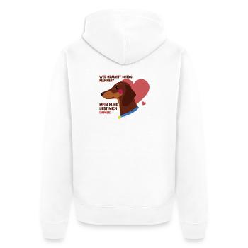 Mein Hund liebt mich - Unisex Premium Bio Zip Hoodie - Weiß - Hinten - Thijin (182cm)