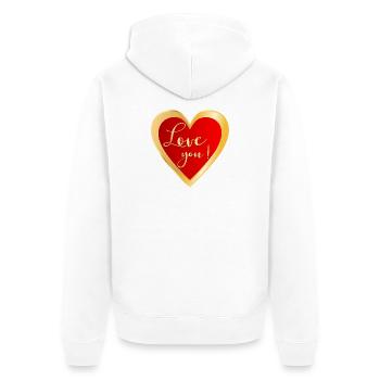Ich liebe dich Herz - Unisex Premium Bio Zip Hoodie - Weiß - Hinten - Thijin (182cm)
