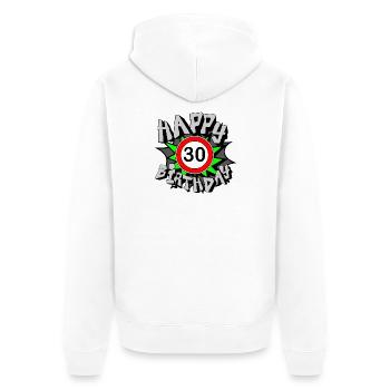 30th Birthday , Airbrush Happy 30 (25) - Unisex Premium Organic Zip Hoodie - white - Back - Thijin (182cm)