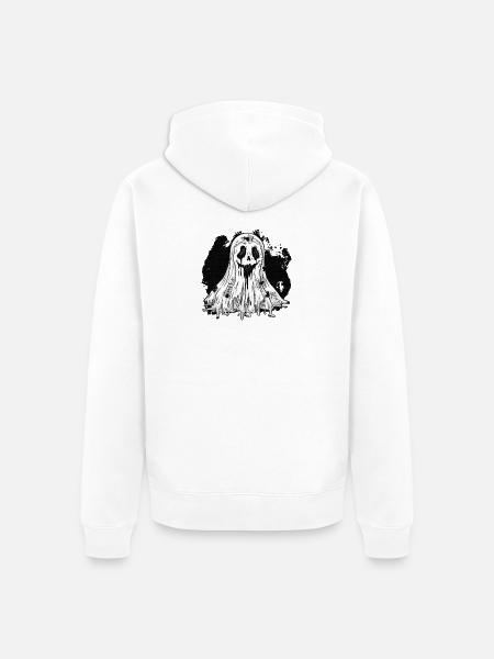 Schwarzweiß Spukgeist mit Flecken - Unisex Premium Bio Zip Hoodie - Weiß