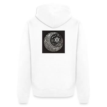 Mystische Mondblumen Verzierung - Unisex Premium Bio Zip Hoodie - Weiß - Hinten - Thijin (182cm)