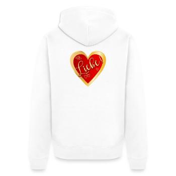 HERZ SYMBOLE LIEBE - Unisex Premium Bio Zip Hoodie - Weiß - Hinten - Thijin (182cm)