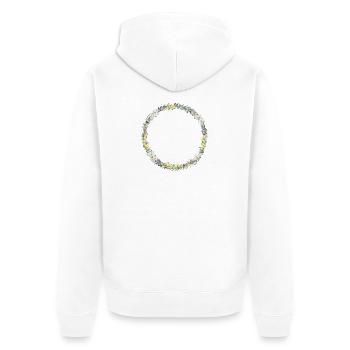 Blumen Kranz, personalisierbar - Unisex Premium Bio Zip Hoodie - Weiß - Hinten - Thijin (182cm)