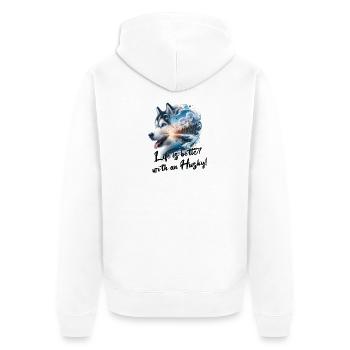 Schlittenhund - Unisex Premium Bio Zip Hoodie - Weiß - Hinten - Thijin (182cm)
