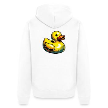 Ente Ente Ente Ente Ente - Unisex Premium Bio Zip Hoodie - Weiß - Hinten - Thijin (182cm)