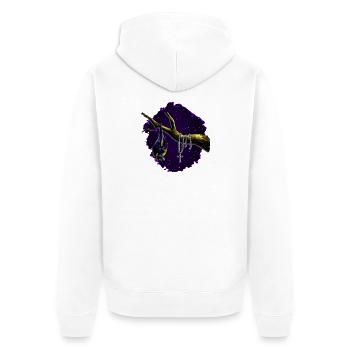 Flughund, Ast, Rosenkränze, closing - Unisex Premium Bio Zip Hoodie - Weiß - Hinten - Thijin (182cm)