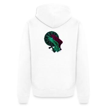 Uhren, Feder-Flügel seitlich, Kreuze - Unisex Premium Bio Zip Hoodie - Weiß - Hinten - Thijin (182cm)