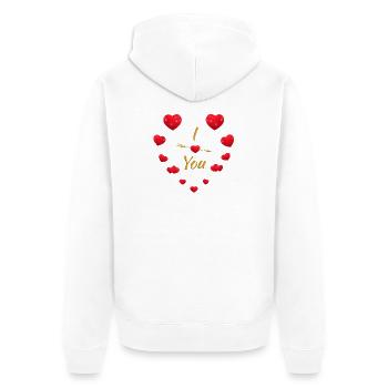 Elegant Heart & Arrow Design for Couples - Unisex Premium Organic Zip Hoodie - white - Back - Thijin (182cm)