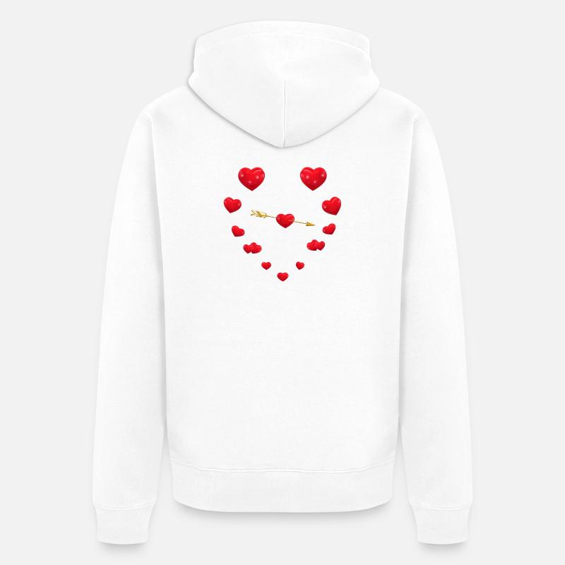 Conception de coeur aimant avec flèche - Veste à capuche bio Premium Unisexe - blanc