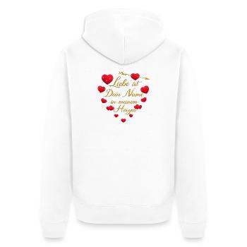 Romantisches Herz-Design - Liebe ist dein Name - Unisex Premium Bio Zip Hoodie - Weiß - Hinten - Thijin (182cm)