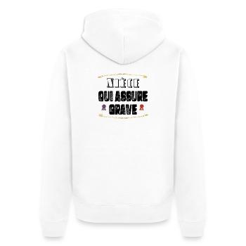 Nièce Qui Assure Grave - Veste à capuche bio Premium Unisexe - blanc - Dos - Thijin (182cm)